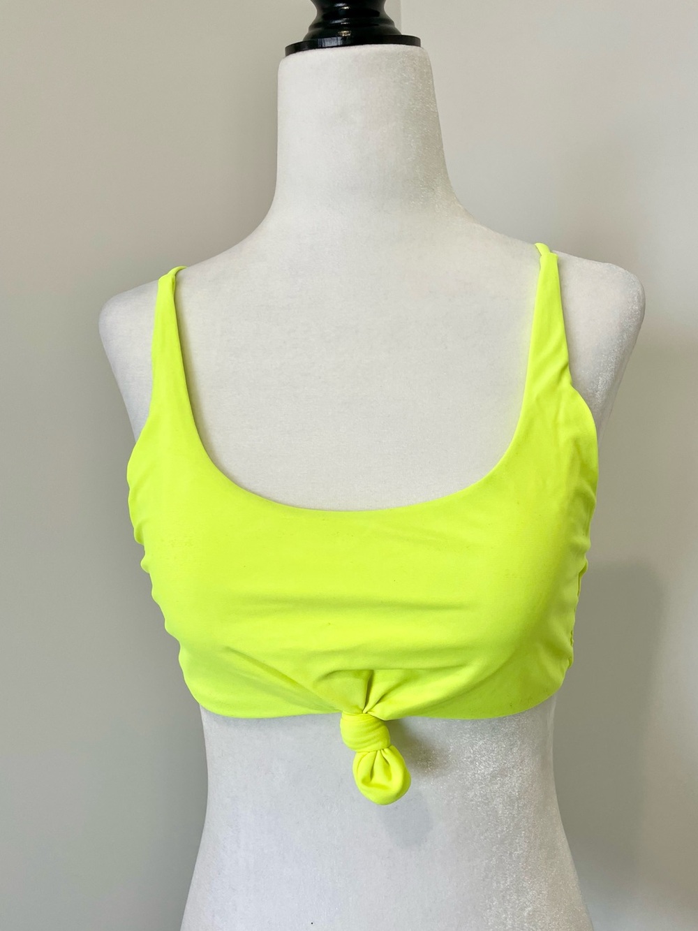 Zaful Highlighter Yellow with Front Knot Bikini Top - Size Medium